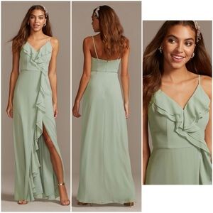 DB Studio Ruffle Dress with slit, Size 2